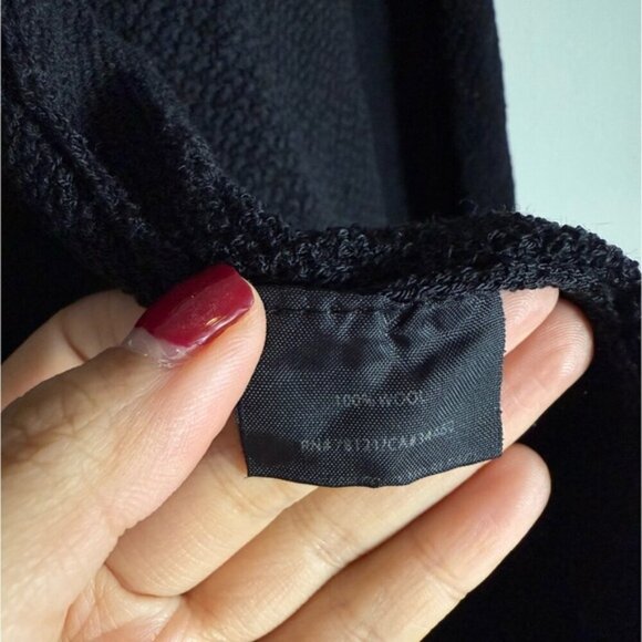 Eileen Fisher Black Open Front Italian Yarn Wool Cardigan size M - Picture 7 of 7